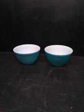Pair Blue Pyrex Mixing Bowls