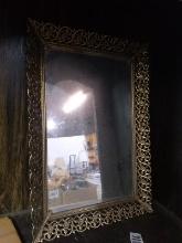 Vintage Metal Framed Dresser Mirror