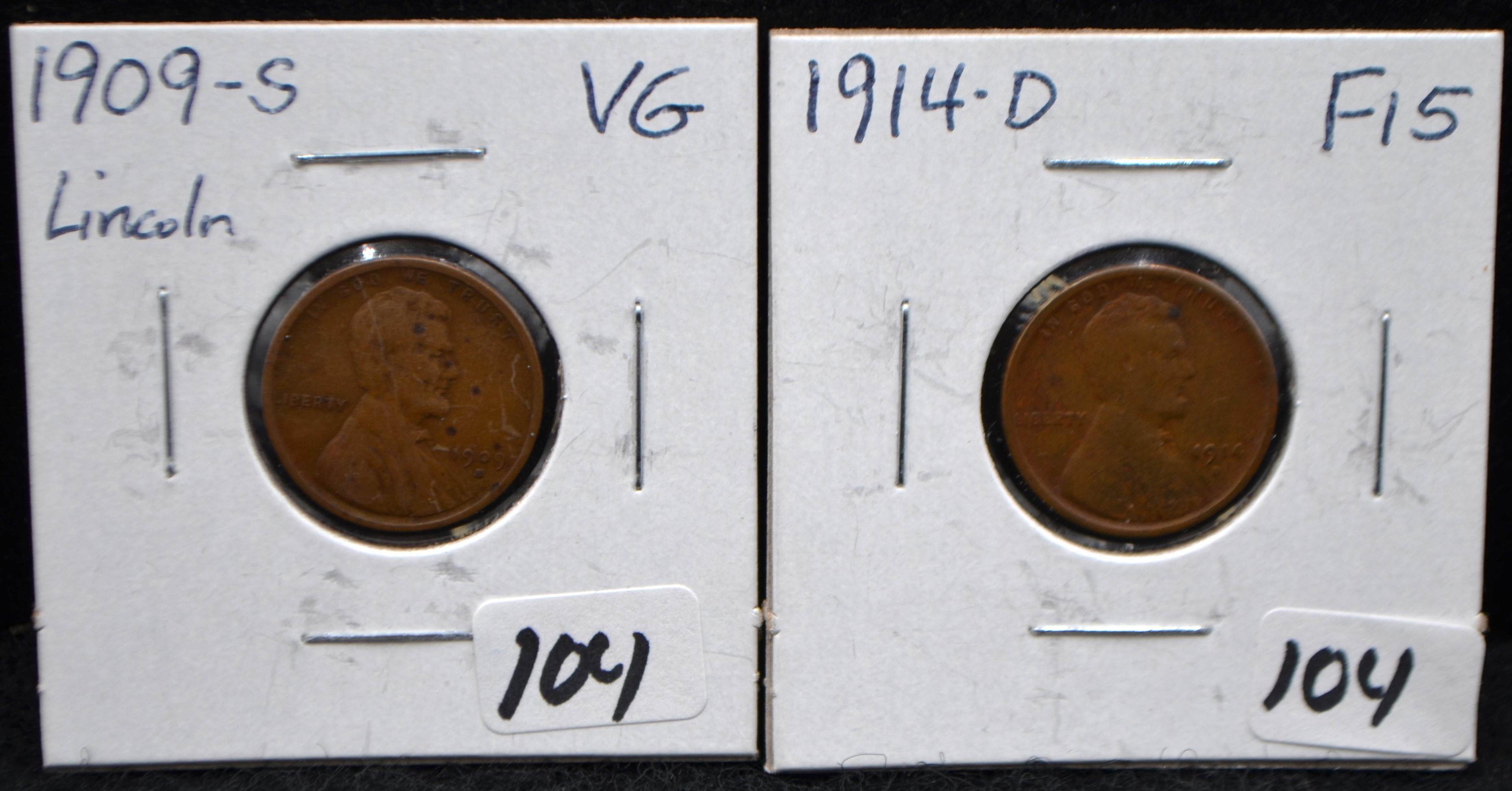 KEY DATES 1909-S & 1914-D LINCOLN WHEAT PENNIES