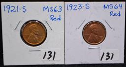 1921-S & 1923-S LINCOLN WHEAT PENNIES