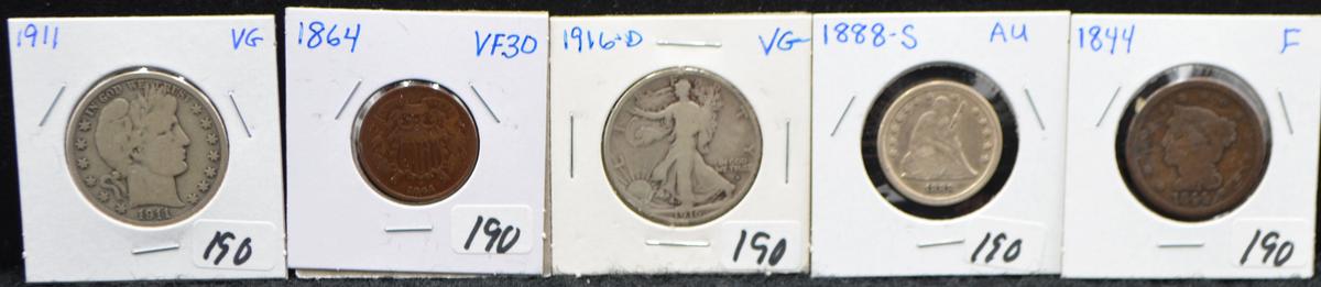 5 BETTER DATE MIXED TYPE COINS