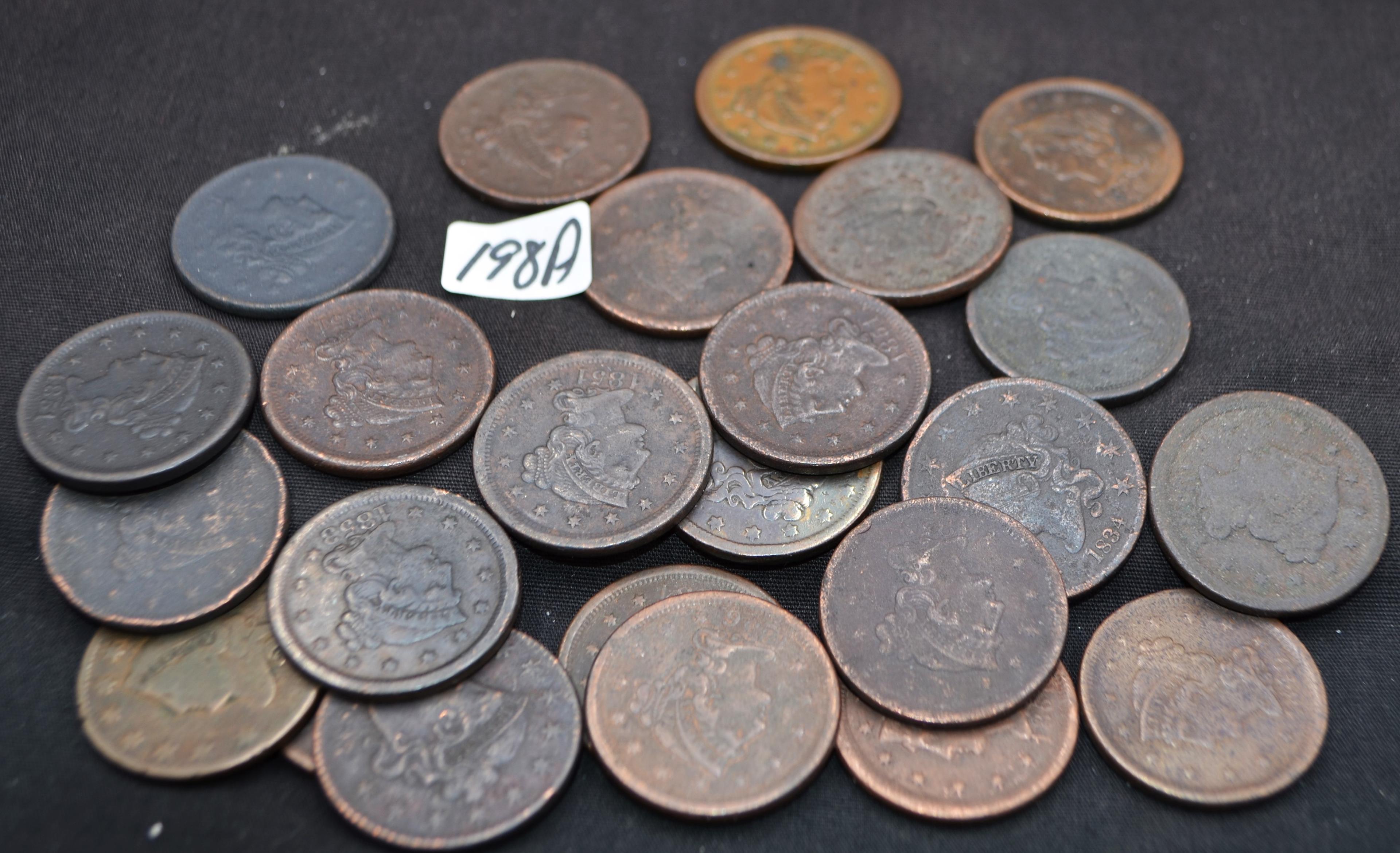 24 MIXED LARGE CENTS FROM LARGE COLLECTION