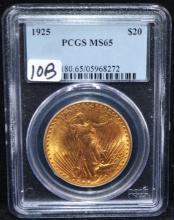 RARE 1925 $20 SAINT GAUDENS GOLD COIN - PCGS MS65