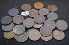 24 MIXED LARGE CENTS FROM LARGE COLLECTION