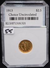 HIGH GRADE 1913 $2 1/2 INDIAN HEAD GOLD COIN