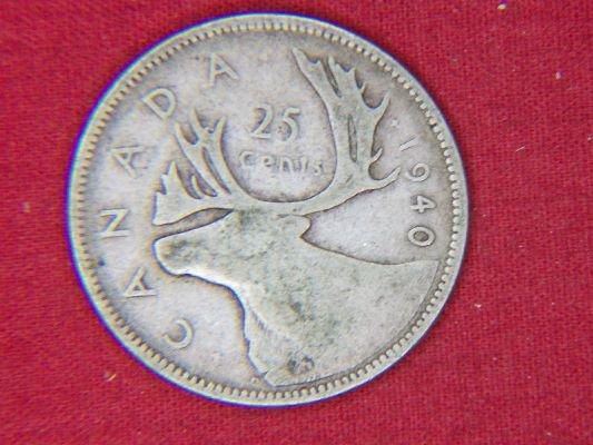 1940 Canadian Silver Quarter