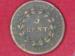 1827 Charles 10th King France 5 Cent