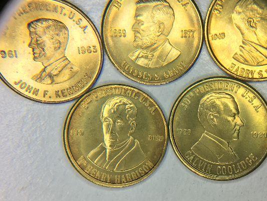 (10) Brass Presidential Medals / Coins