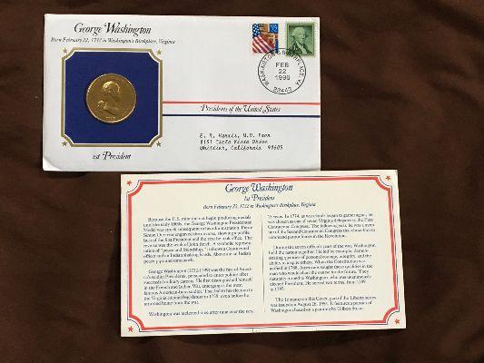 George Washington Presidential Medal With Biography Card