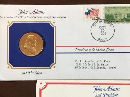John Adams Presidential Medal With Biography