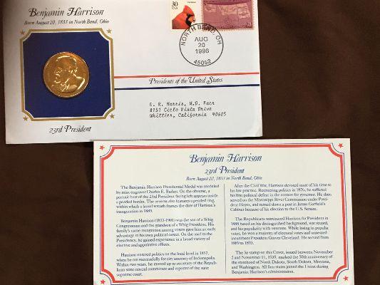 Benjamin Harrison Presidential Medal With Biography