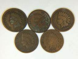 (5) 1899 Indian Head Cent
