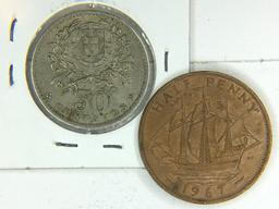 1967 British 1/2 Penny, 1957 Portugal 50 Centavos