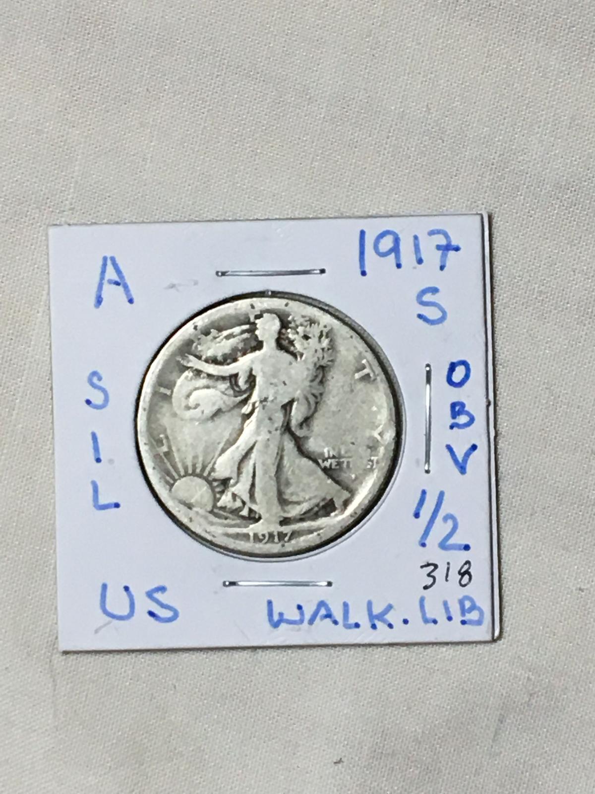 1917 S Obverse Walking Liberty Half Dollar