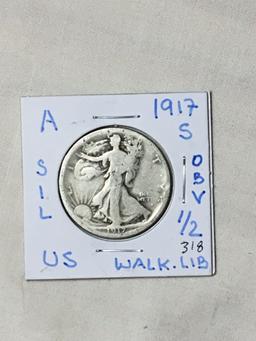 1917 S Obverse Walking Liberty Half Dollar