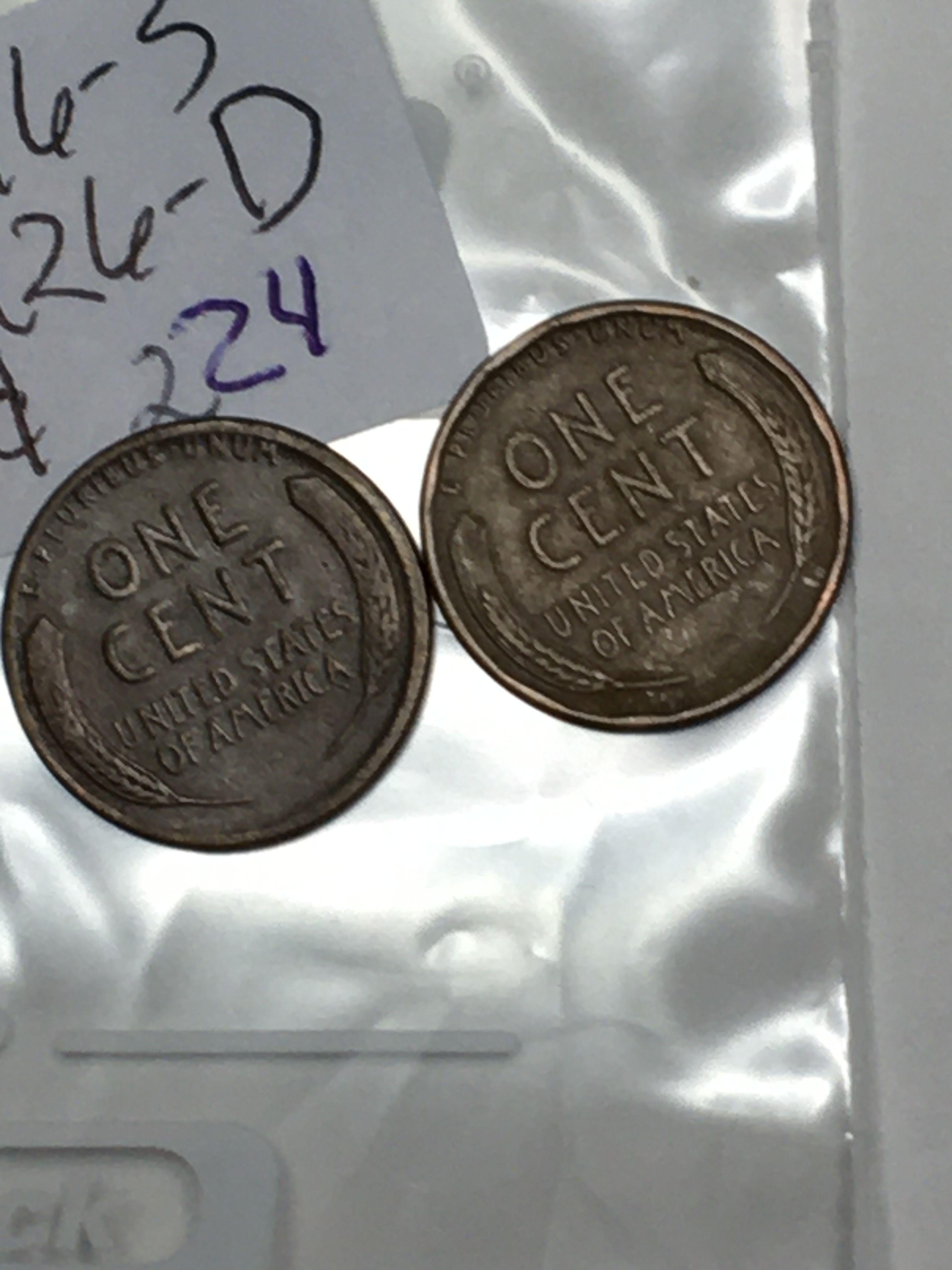 (2) Lincoln Wheat Cent 1916 S, 1926 D