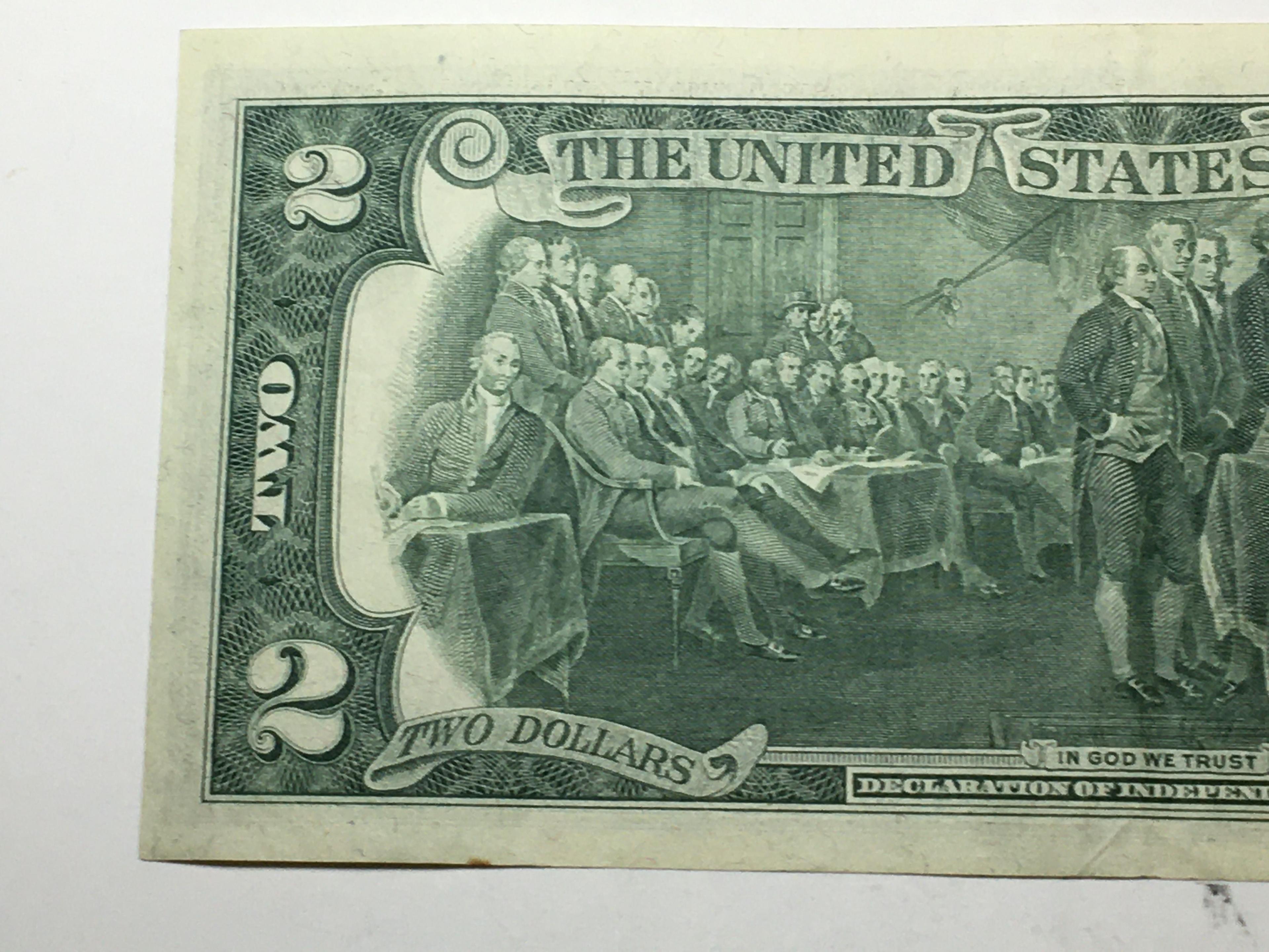 $ 2 Dollar Bill 1976 Off Cut Error