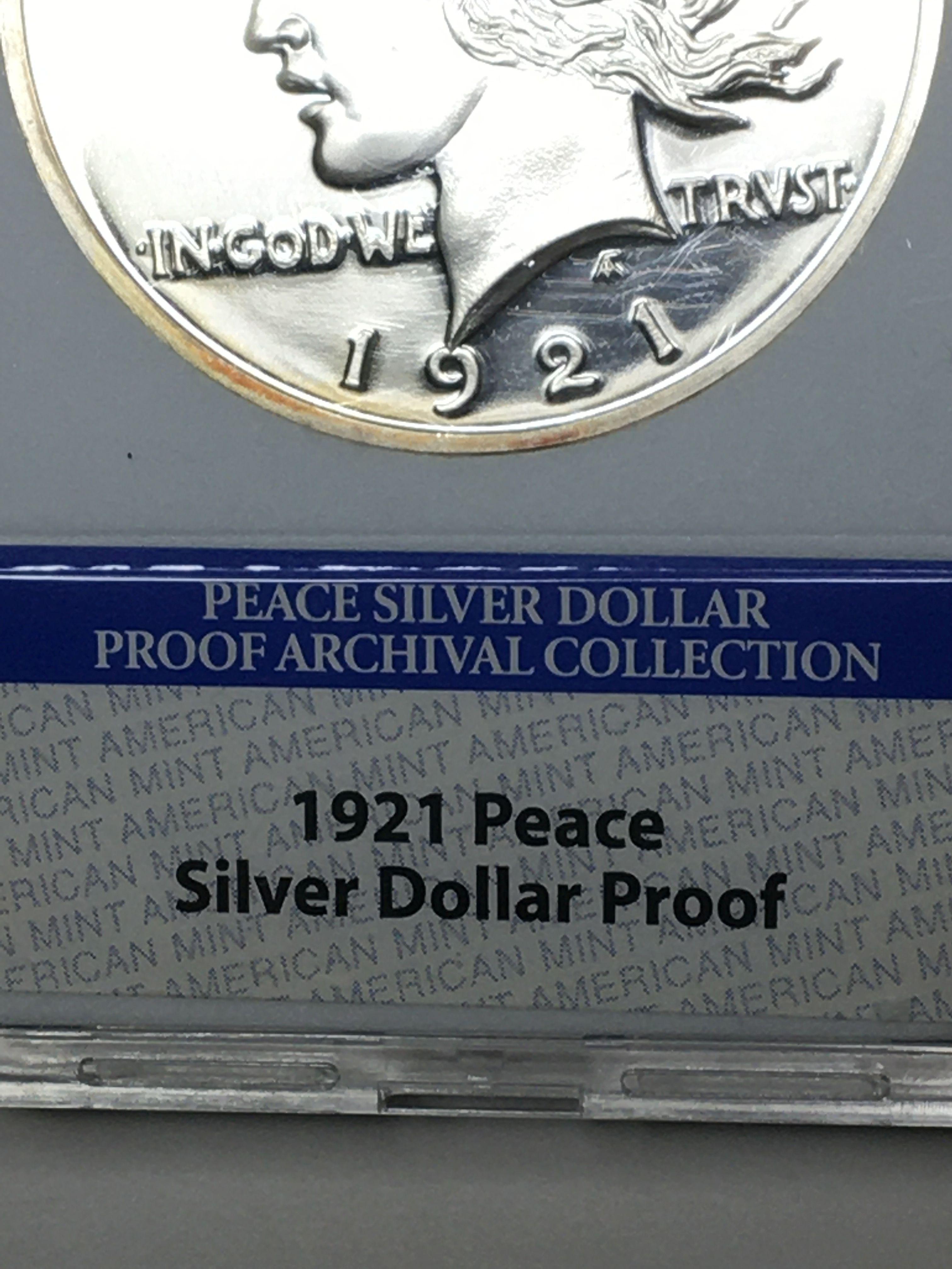 1921 Silver Dollar Proof Peace Dollar Replica .999 Pure Silver .76 Troy Slabbed