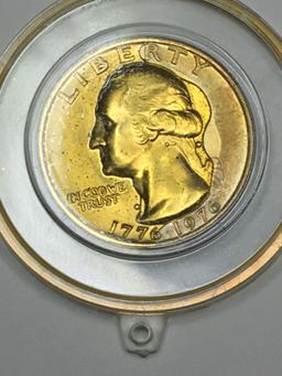 Gold Plated And Highlighted 1976 Drummer Boy Quarter Pendant