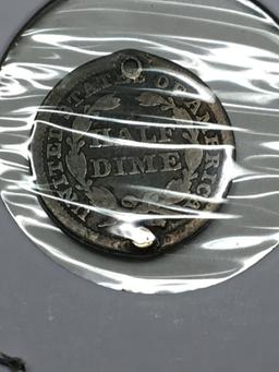 Seated Half Dime 1843 Rare Early Year Holed For Necklace