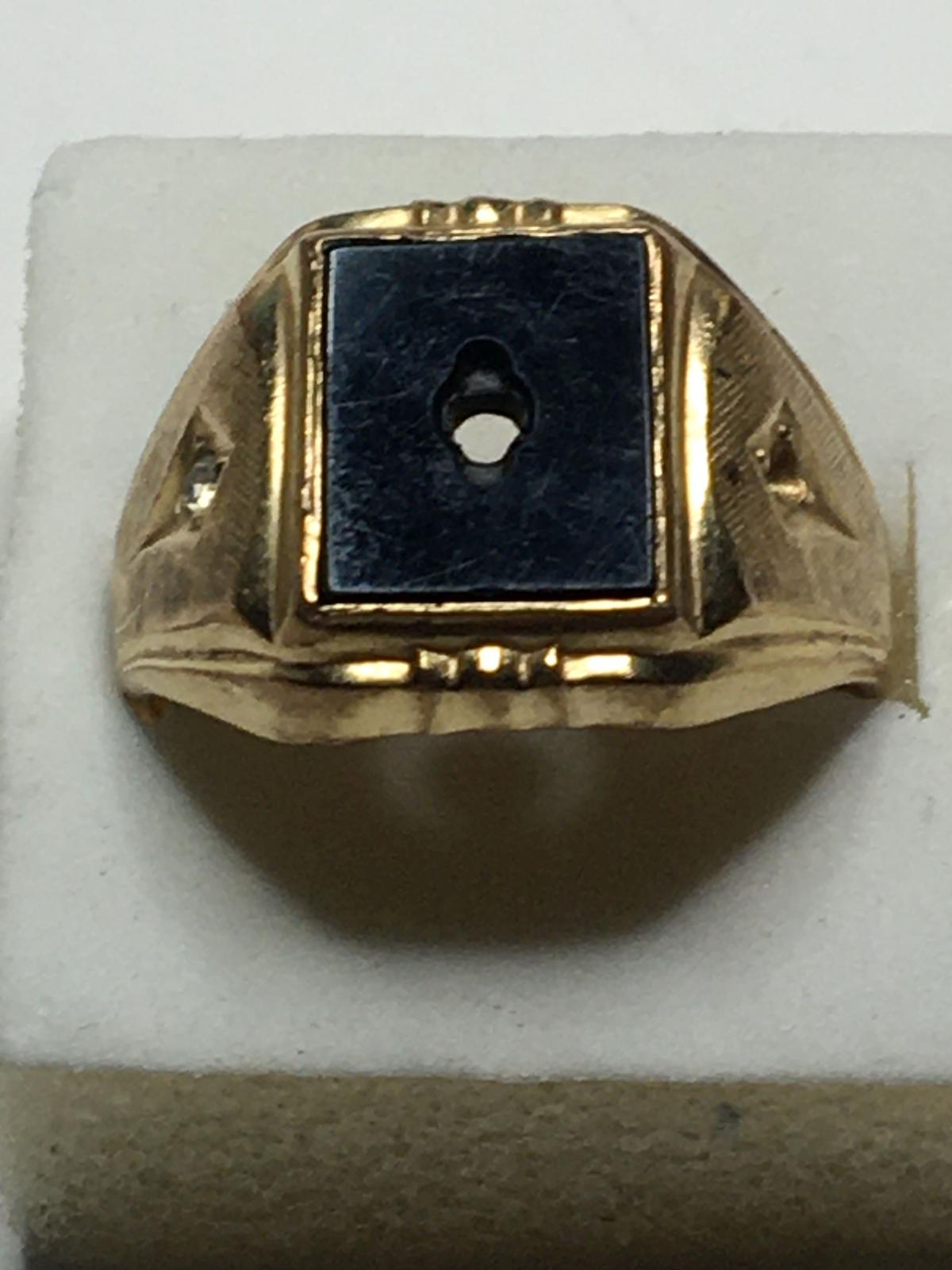 10 Kt Gf Gold Ring With Black Onyx Size 12.5