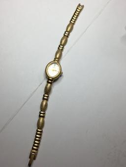 Vintage Armitron Gold Watch With Natural Diamond At 12 O Clock