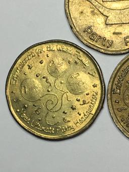 Vintage Namco Game Tokens And Aladins Castle 6 Copper Tokens