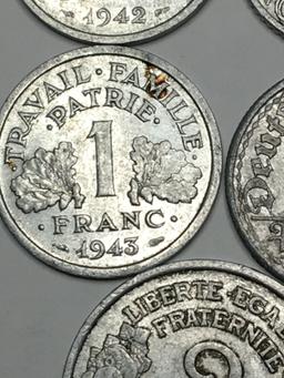 Antique Aluminum Coins France And Germany 1920 To 1947 5 Coins