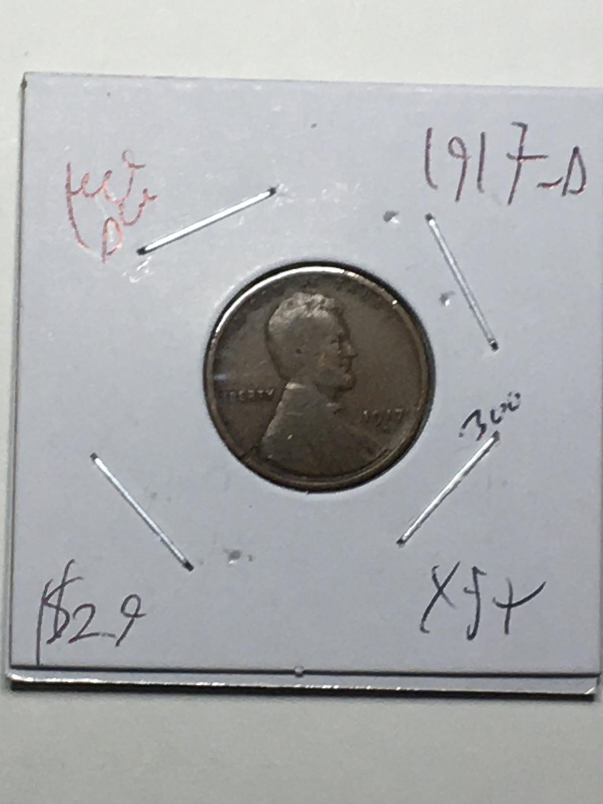 Lincoln Wheat Cent 1917 D Key Date Better Grade