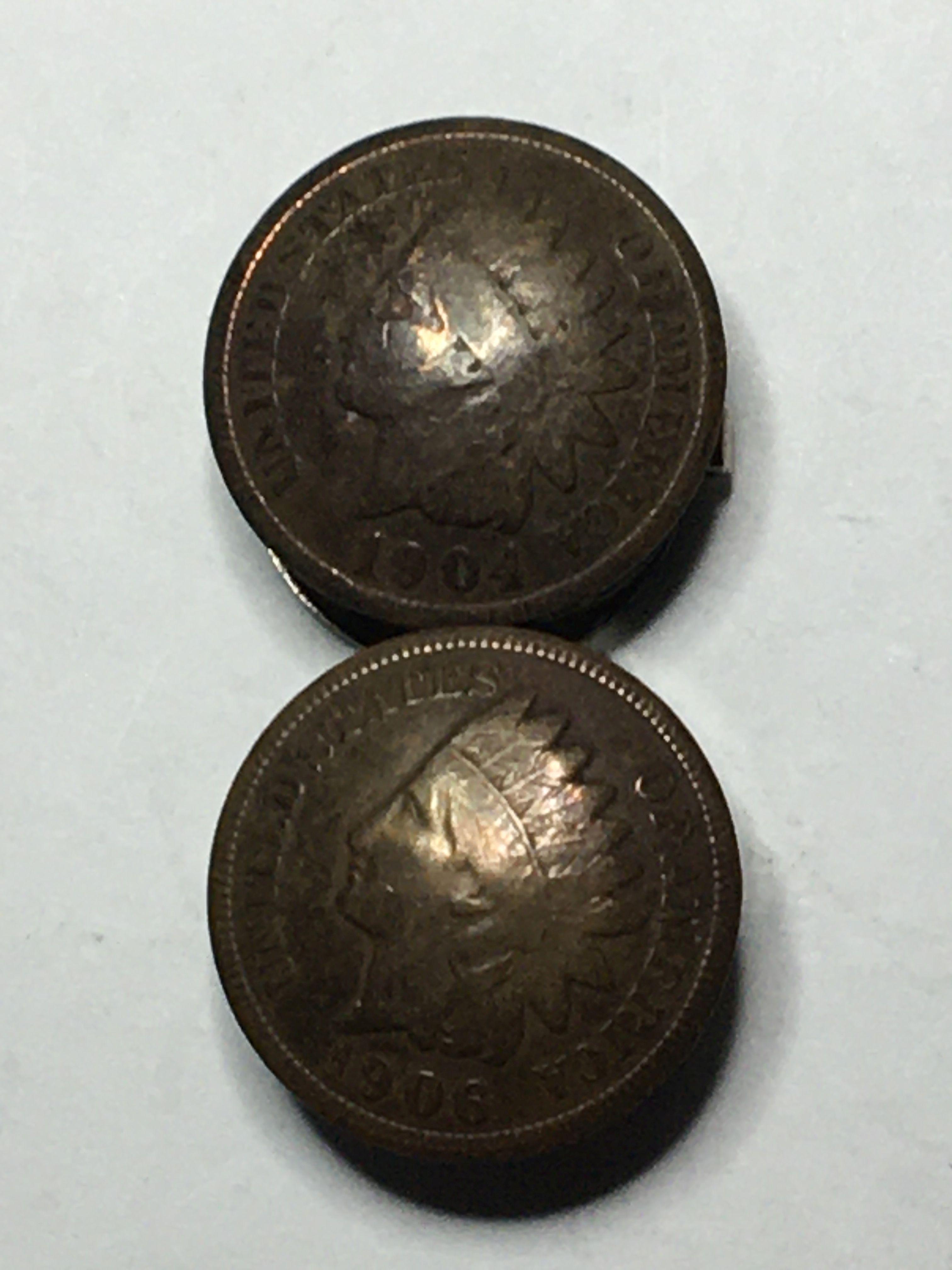 Indian Cent Head Penny Buttons Lot Of 2