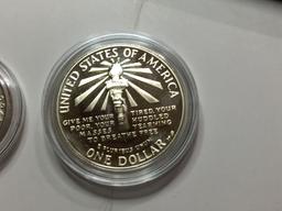 1986 Proof Silver Dollar And Half Dollar Set In Felt Box With C O A Liberty Dollar U S A