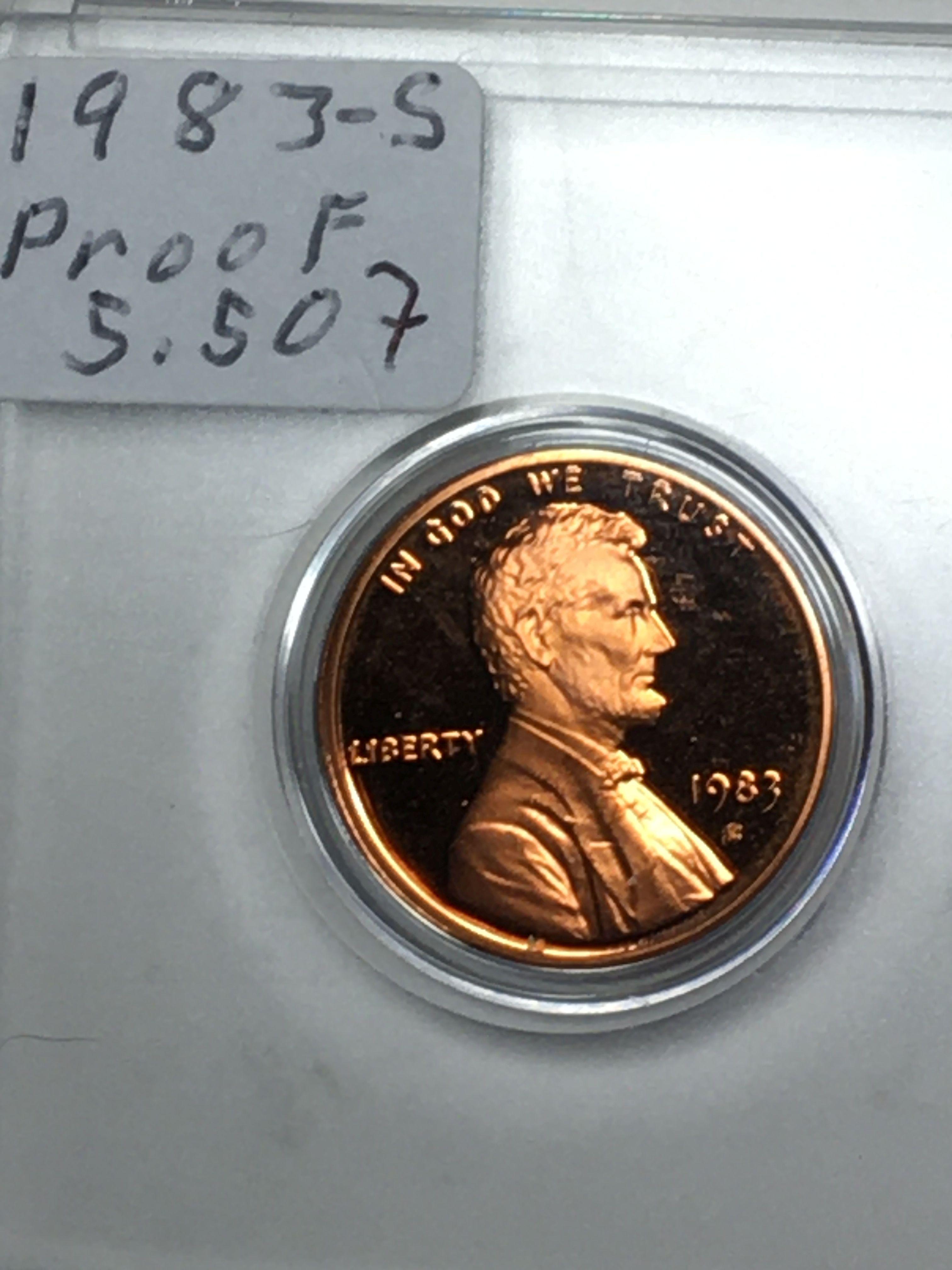 Lincoln Cent 1983 S Proof In Hard Plastic Case Deep Red Cameo