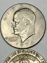 Eisenhower Dollar 1974 And Imerpal Palace Las Vegas Casino Token