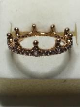 10kt Gold Crown Ring With Diamonds Size 7 2 Grams