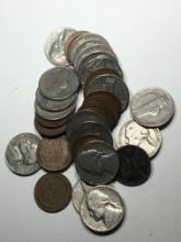 Collectors Lot Of Wheats And 1940 And 50 S Jefferson Nickels 30+ Coins