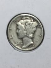 Mercury Silver Dime 1945 D 90% Silver