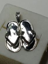 Sterling Silver 925 Sandals Pendant Like New 2.36+ Grams Sterling Silver