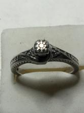 Antique Sterling Silver Natural Diamond Ring Very Old