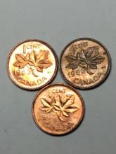 Canada 1 Cent 1963 Lot Of 3 Gem