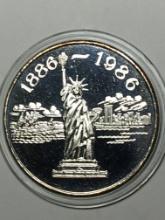 Vintage 1 Troy Oz Silver Round .999 Fine D M P L Mirrors Liberty 1886 To 1986 Rare