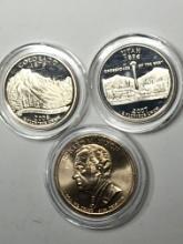 Proof State Quarter And Nixon Gold Dollar Lot All In Plastic Capsules Gem