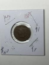 Indian Cent 1875 Key Date