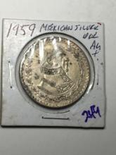 1959 Mexican Silver Dollar Un Peso