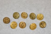Nine American Eagle Shield Buttons