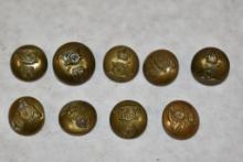 Nine Military Buttons