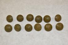 Twelve Military Buttons