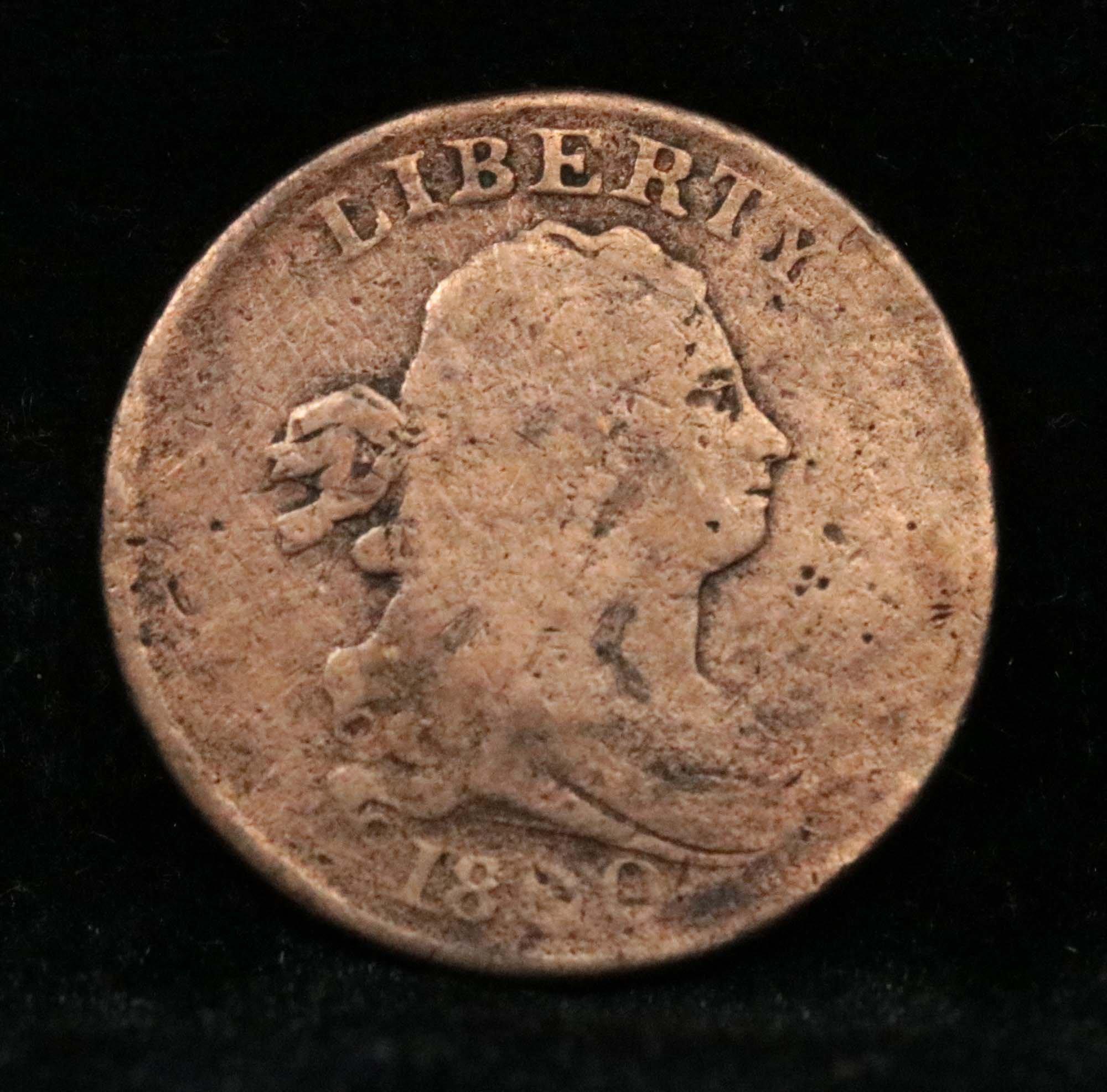 1800 Draped Bust Half Cent 1/2c Grades g, good Early draped bust 1/2 cent