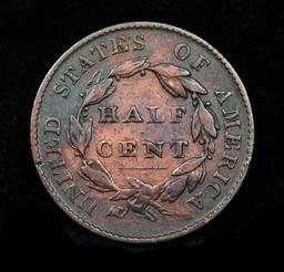 1825 Classic Head half cent 1/2c Grades vf++ nice patina