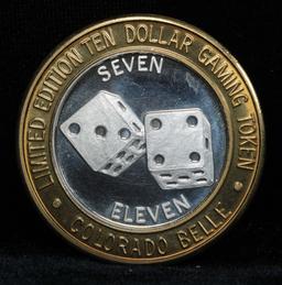 Limited Edition  $10 gaming token .999 fine Silver Colorado Belle "Seven Eleven" $1