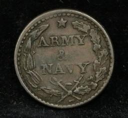 1863 Liberty Cap Army & Navy  Civil War Token Grades xf+